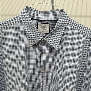 Charles Tyrwhitt Navy and White Plaid Men's Shirt